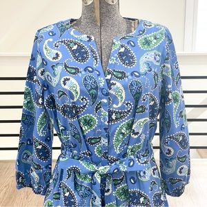 NWT S M L XL XXL Blue green and white bohemian colorful midi dress with pockets